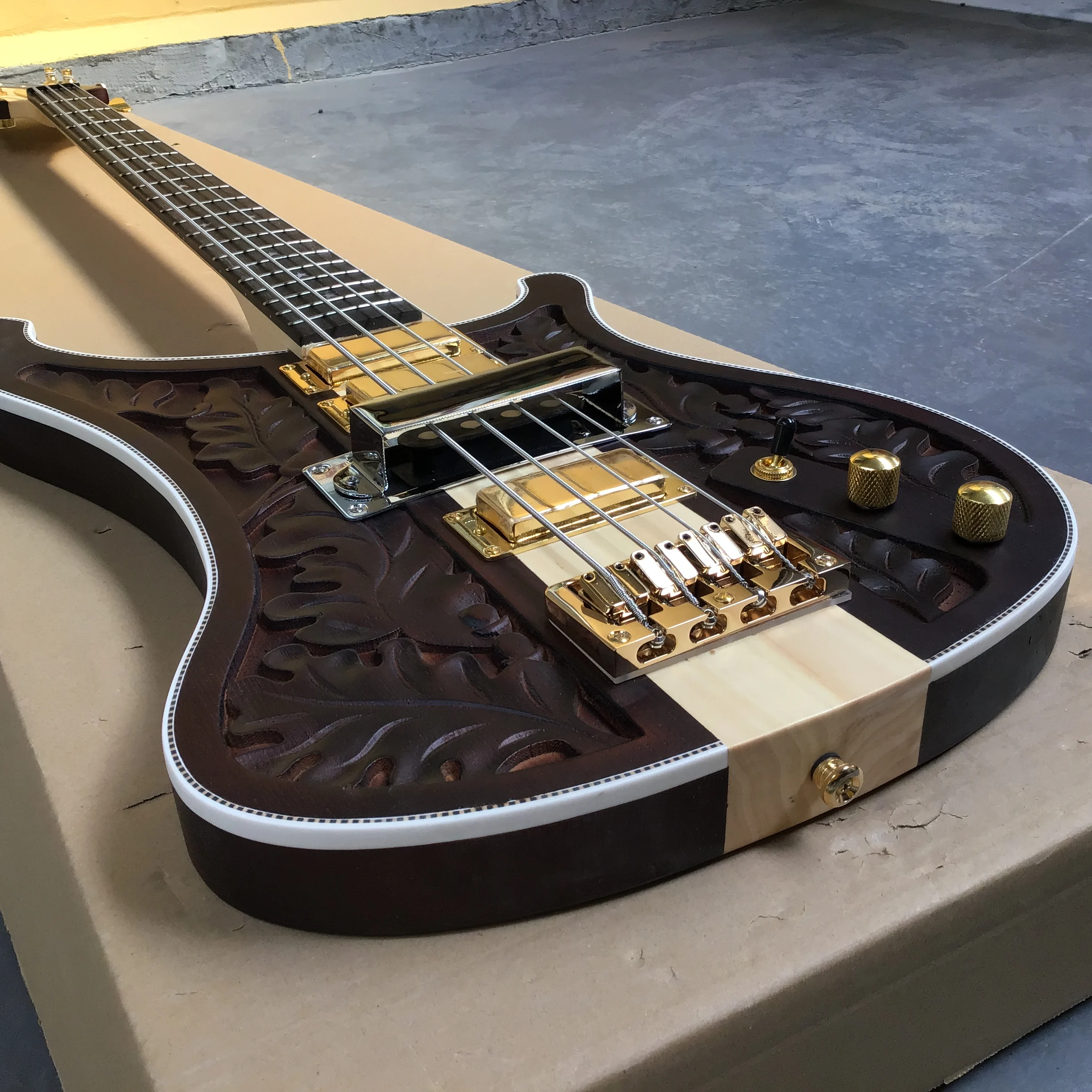 guitar factory High quality 4 string Electric bass, Wood carving, customizable, erfect tone,high-quanlity wood, in stock