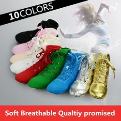 Top Modern Ballet Dance Split Heels Soft Sole Multicolor Canvas Jazz Shoes for Men Women