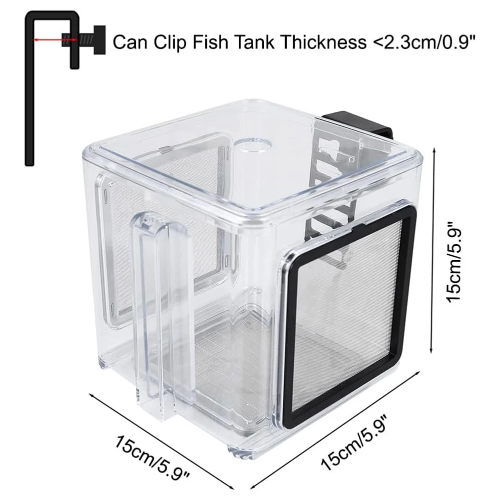 AA77 NEW Fish Breeding Box, Acrylic Fish Isolation Box Hanging Aquarium Hatchery Tank for Freshwater Seawater Fish Tank Aquarium