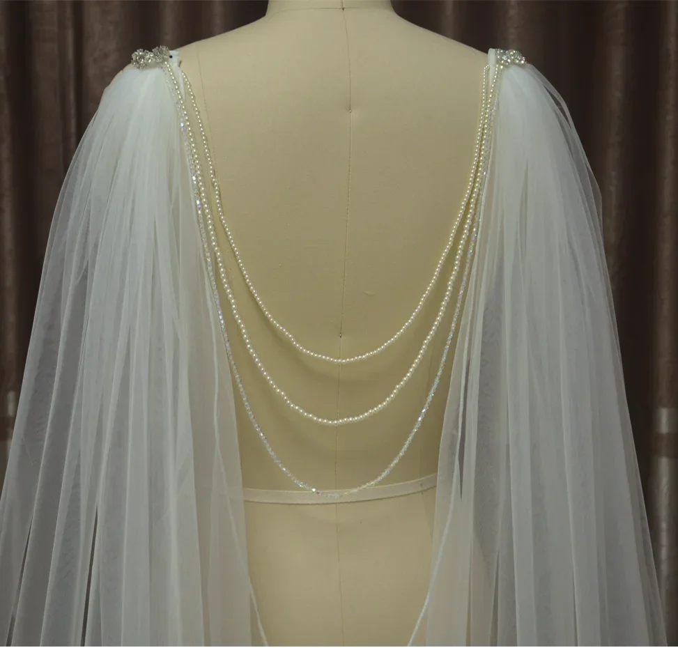 Bridal Wedding Cape Veil  Crystal cape veiles beads veil wedding accessories