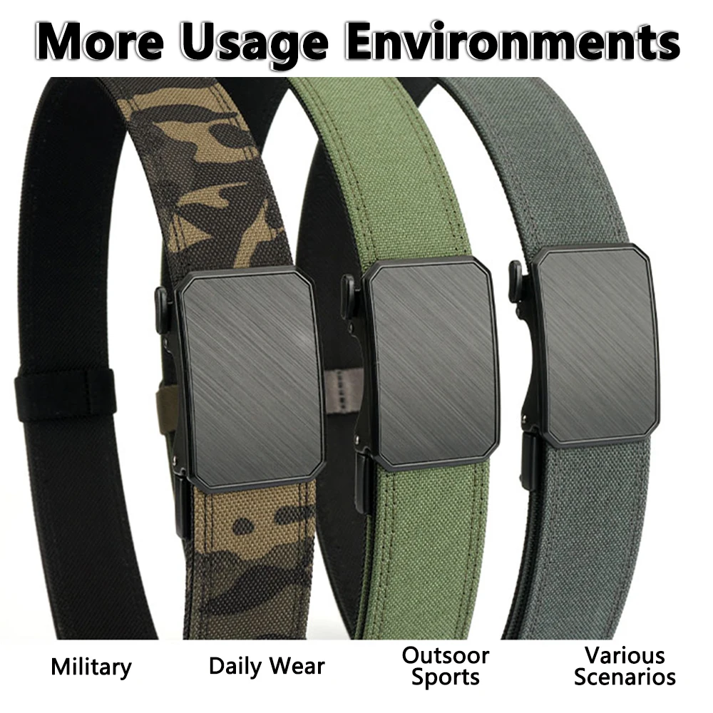 TUSHI New Multi-size Men's Nylon Heavy Duty Hard Tactical Belt Canvas Belts Automatic Buckle Strap Training Military IPSC Belt