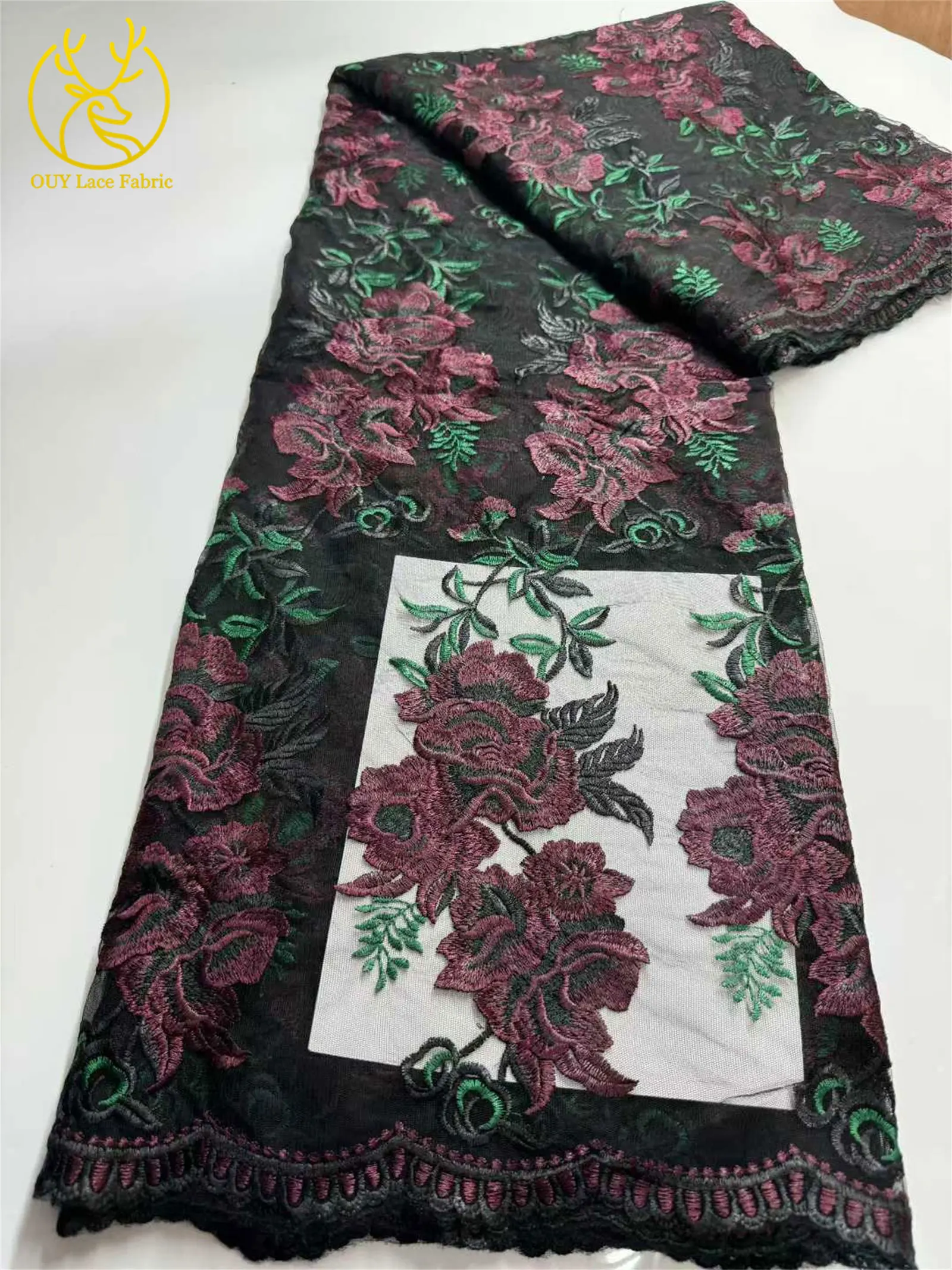 2026 Afrikanischer Spitzenstoff, hochwertige französische weiche Stickerei-Spitze, Mesh-Spitze, nigerianische Tüllspitze für Partykleider, 5 Yards – Detail 14