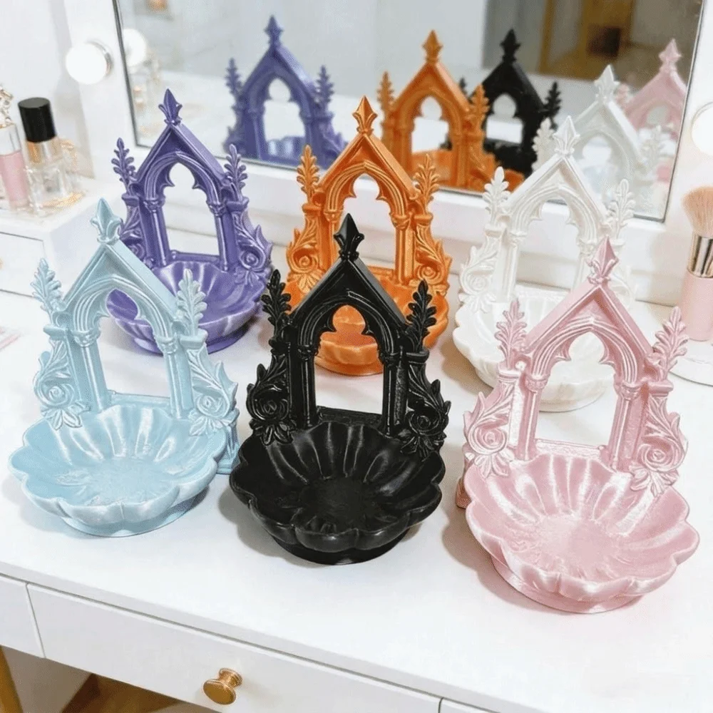 Gothic Style Jewelry Storage Box Elegant Arch Shape Jewelry Organizer Tray Retro Design Display Home Decorative Ornament Gift