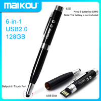 Maikou 6 in1 USB 2.0 Flash Disk Meeting Writing Pen LED Light Money Detector -128GB