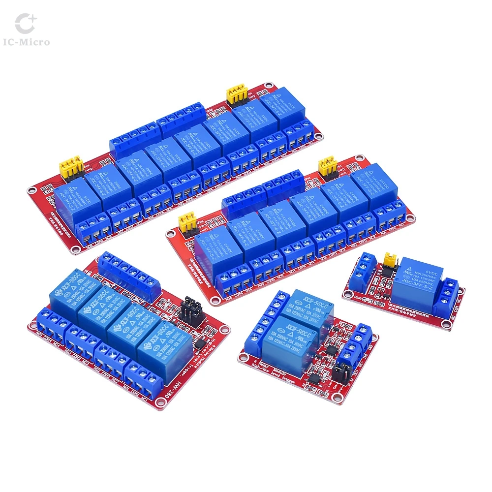 1 2 6 4 8 Channel 5V 12V 24V Relay Module Board Shield with Optocoupler Support High and Low Level Trigger for Arduino XCW