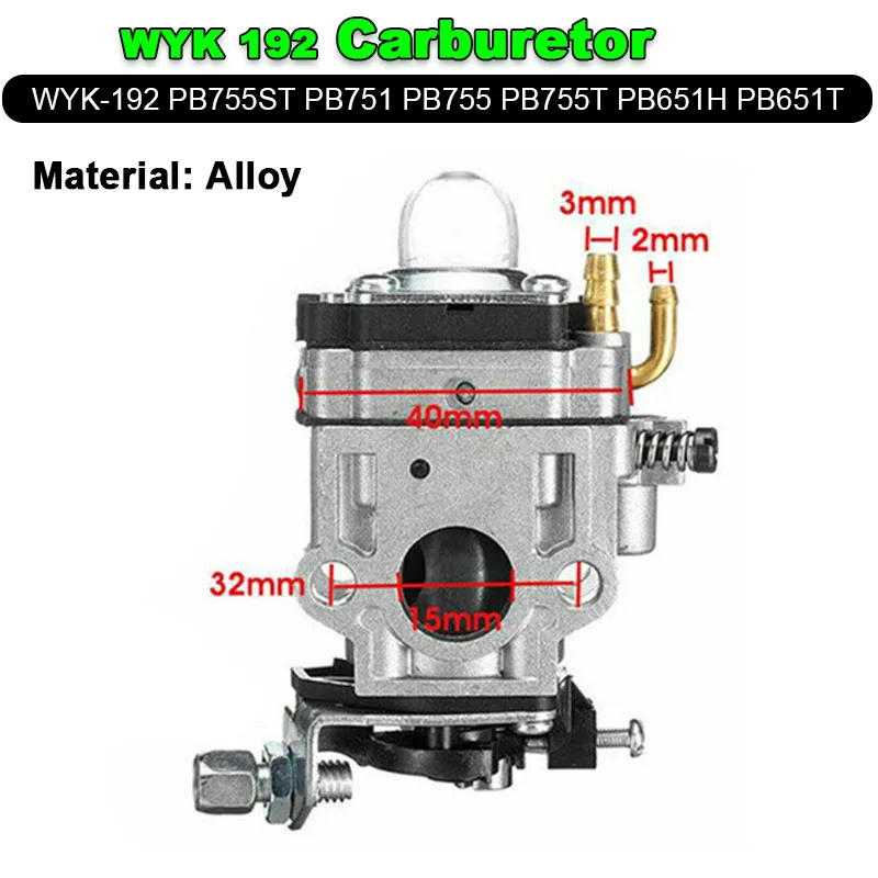 WYK192 Carburetor Carb Kit Lawn Trimmer 1e40-5 Echo PB755ST PB751 Cutter Carburetor Replacement Lawnmower Spare Part Garden Tool 3