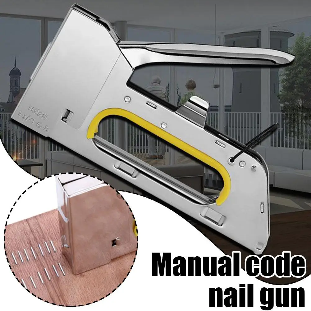 Manual Nailing Gun Stapler Heavy Duty Furniture Tool For Wood Stainless Steel Metal Woodworking Special Staple Stapling Mac E8Z2