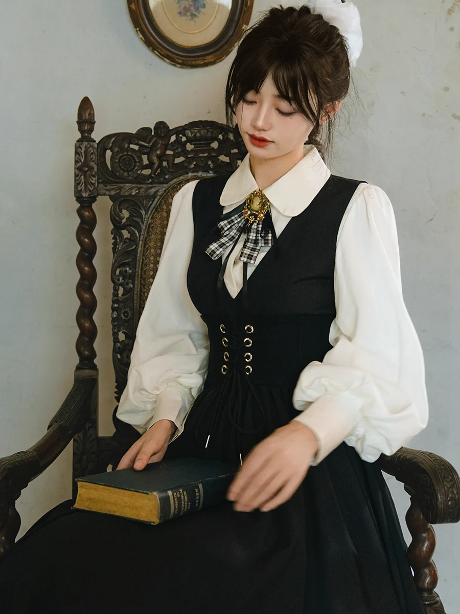 

Оригинальный Miss Egg White Silk irt, винтажный фонарь Све, затягивающий талию, для похудения, комфортный женский Faion irt