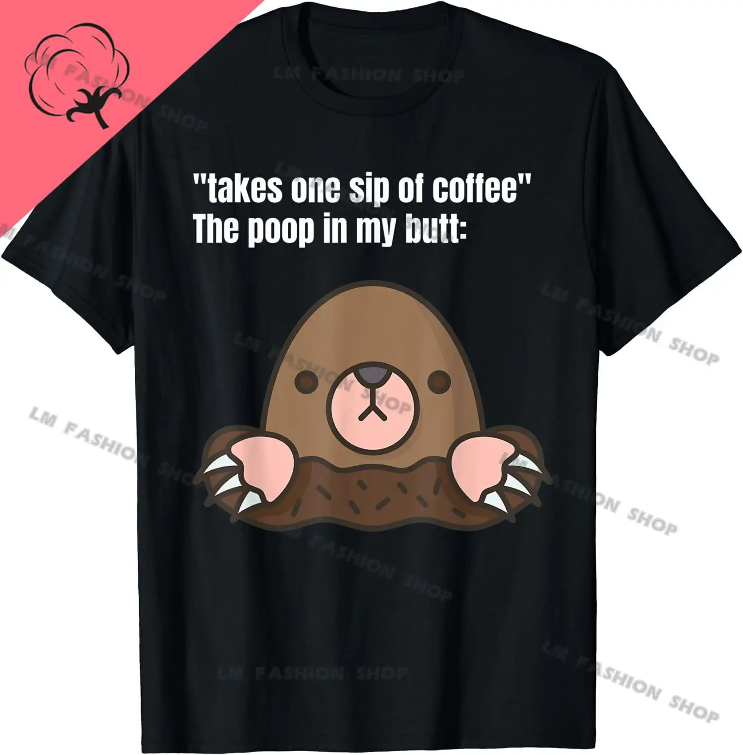 Take One Sip of Coffee The Poop in My Butt Graphic TShirts Men's Clothing Short Sleeve Tops Cotton Tees Women's Printed T-Shirt