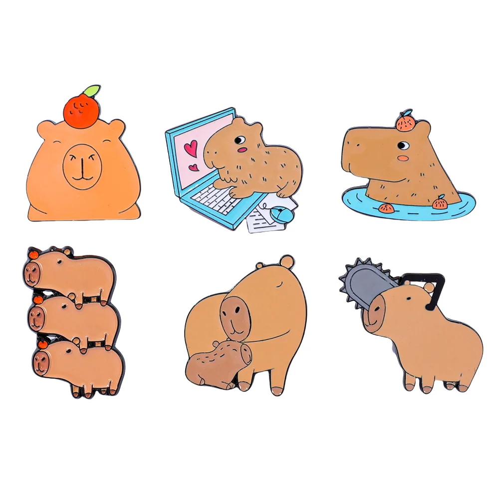 

1 Set Capibala Metal Badge Cute Cartoon Capybara Small Animal Alloy Brooch Accessory Brooch Decoration Cute Personalized Gifts