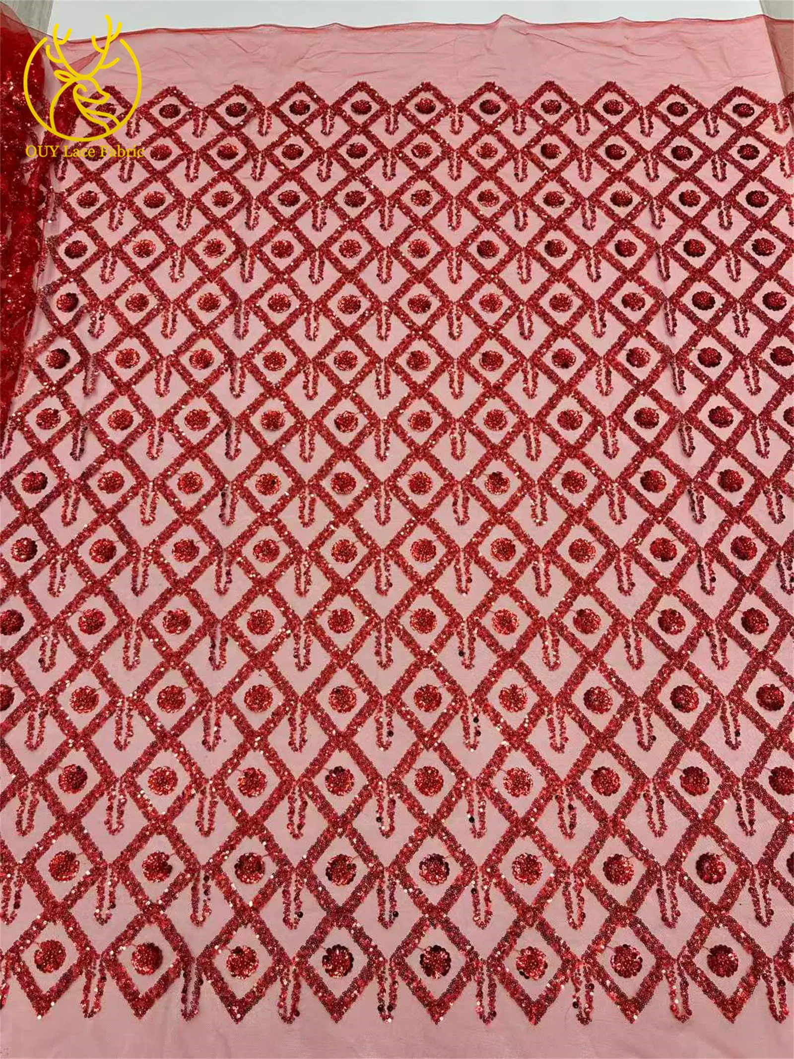 Wunderschöner afrikanischer nigerianischer Pailletten-Spitzenstoff in Diamantform, 2026, hochwertiger französischer Tüll zum Nähen von Abendkleidern – Detail 11