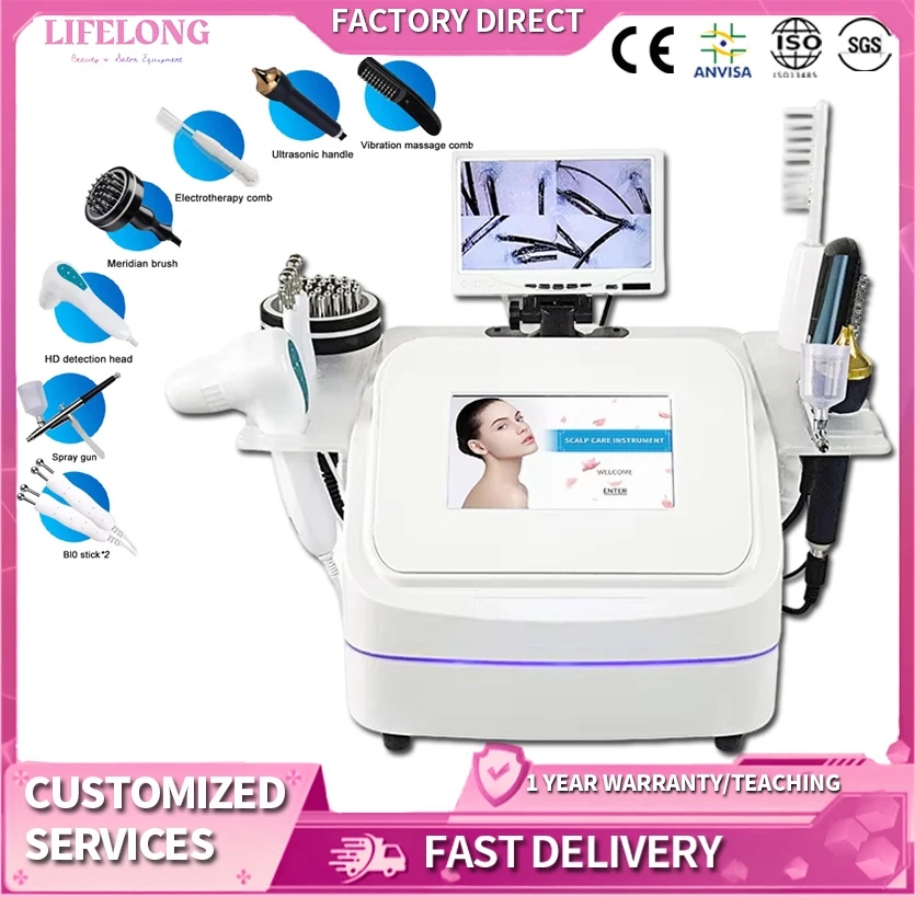 

2025 Portable 7IN1 High Frequency Hair Follicle Detection Scalp Massage Oxygen Jet Anti-Hair Loss Regrowth Machine