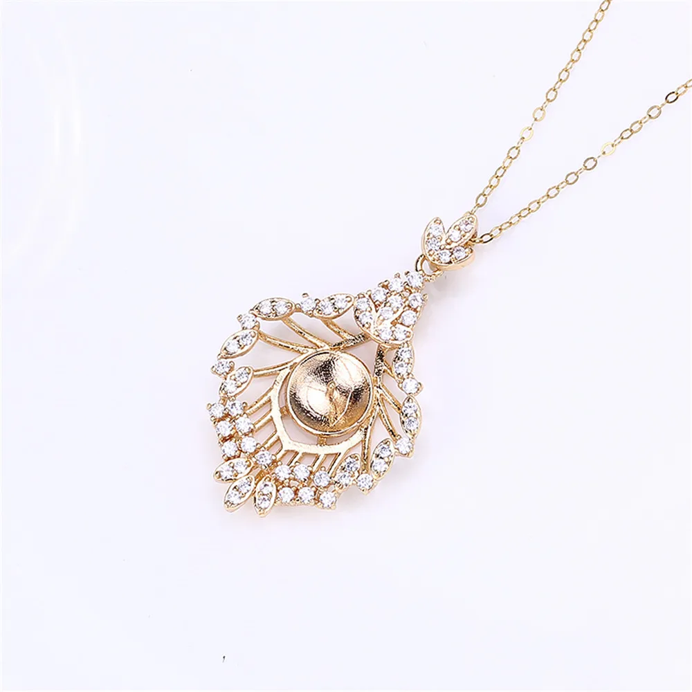 

Domestic Copper-clad Gold Crystal Plated K Gold Technology Phoenix Tail Necklace Earrings Pendant Empty Set Pearl DIY Accessorie