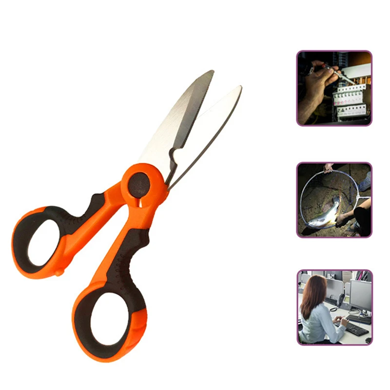 New High Carbon Steel Scissors Household Shears Tools Electrician Scissors Stripping Wire Cut Tools for Fabrics, Paper and Cable