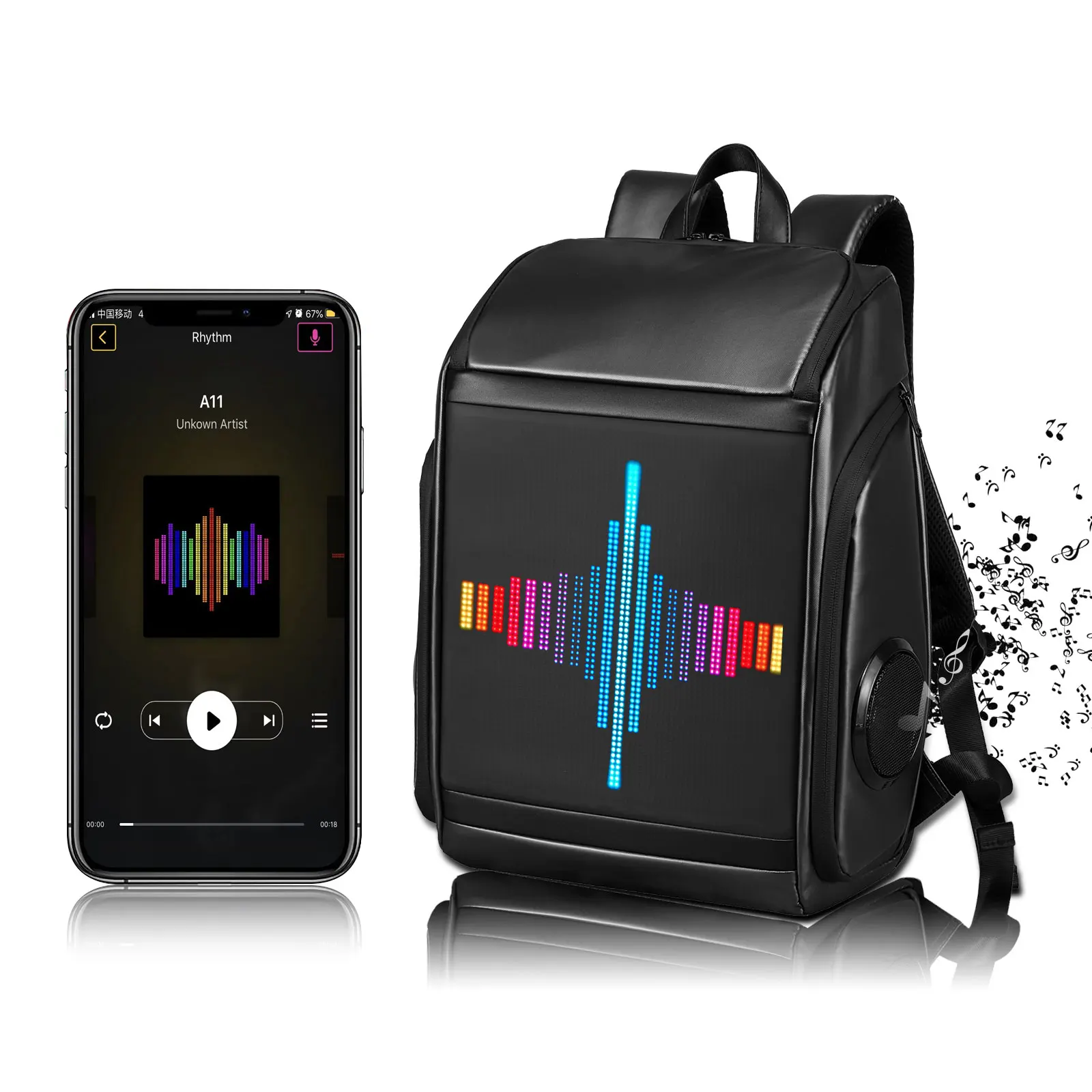 Crelander Best Selling Backpack DIY  Fashion Backpacks Women's Men's LED Bags With Bluetooth Speaker And Screens