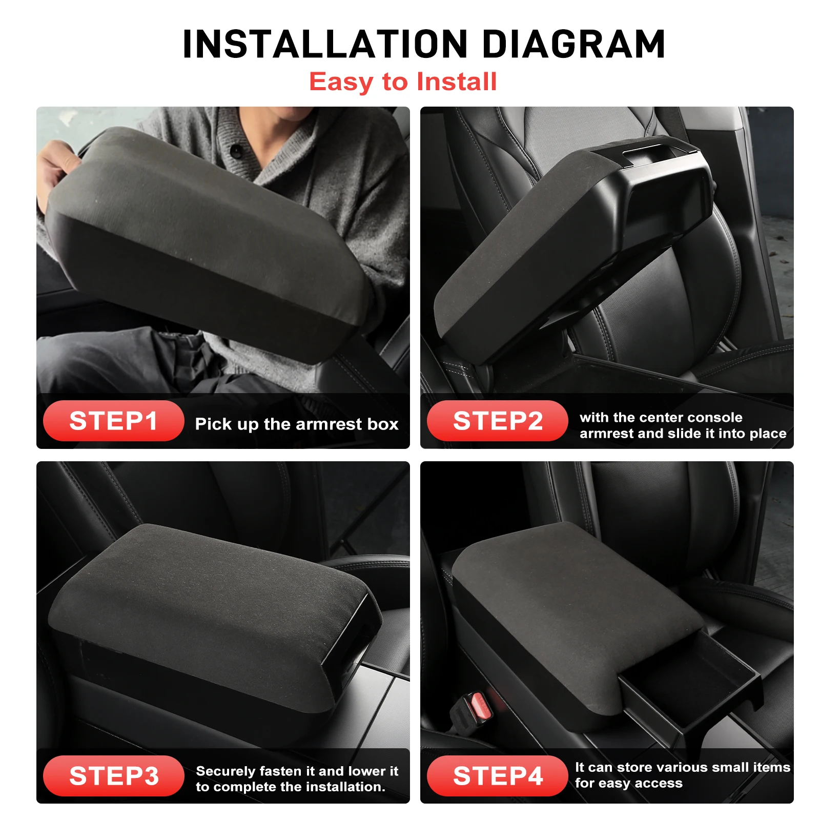 High Quality Center Console Armrest Cover Increase Height With Storage Function For Tesla Model Y Juniper 2025-2026
