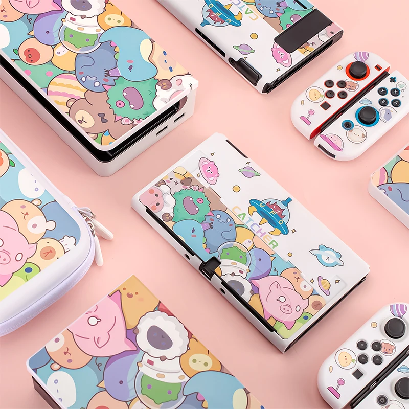 جديد لطيف الحيوان التبديل Oled حافظة واقية شل PC الغلاف الصلب NS لعبة وحدة التحكم الإسكان صندوق لنينتندو سويتش Oled اكسسوارات