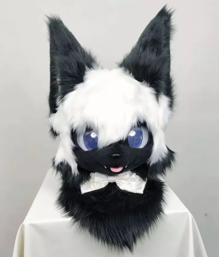 Fursuit pluszowy kostium maskotka Husky dla dorosłych dzieci noszą nakrycie głowy, aby przebranie lisa Cosplay na Halloween