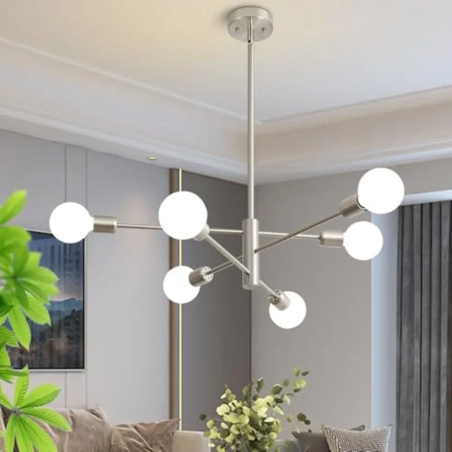

Sputnik Chandelier Modern Chandeliers 6-Light Mid Century Ceiling Lighting Fixture for Living Room, Kitchen, Bedroom, Dining Ro