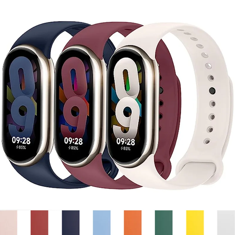 Correa de silicona para reloj inteligente, pulsera deportiva de repuesto para Mi band 8, 9, NFC