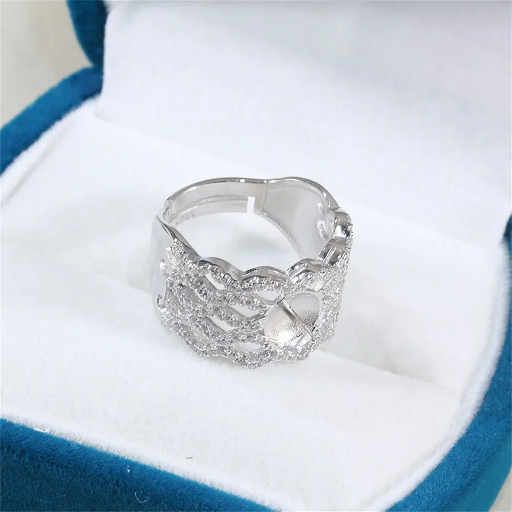 Solid S925 Sterling Silver Pearl Ring Settings Findings & Accessories  for Jewelry Making Bulk Wholesale Craft Supplies No Pearl
