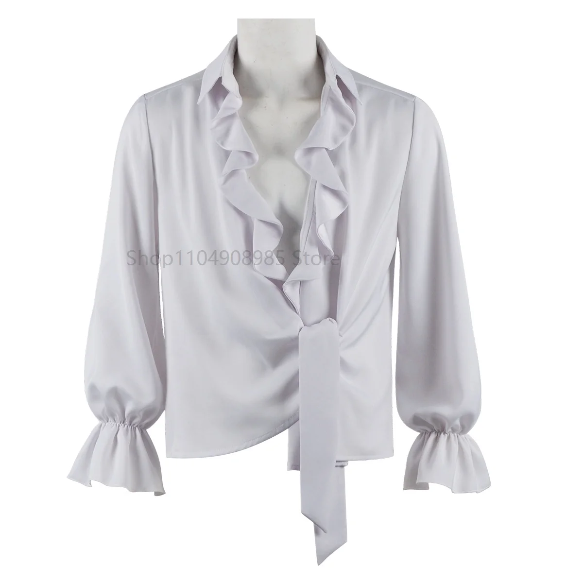 Винтажная пиратская белая рубашка эпохи Возрождения для мужчин в средневековом стиле, блузка с воротником и оборками в стиле викингов, топы