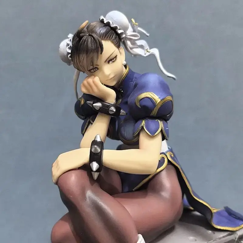 Street Fighter Chun Li Anime Figure Sitting Posture Chun Li Action Figure Pvc Models Collectible Statue Desk Ornament  Gifts