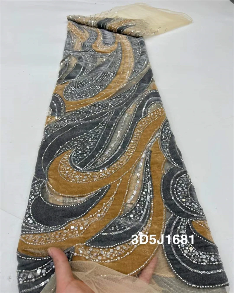 African Velvet Lace Fabric 2025 High Quality Nigeria Lace  French Velvet Lace Fabric For Party Wedding Dress Sewing Cloth