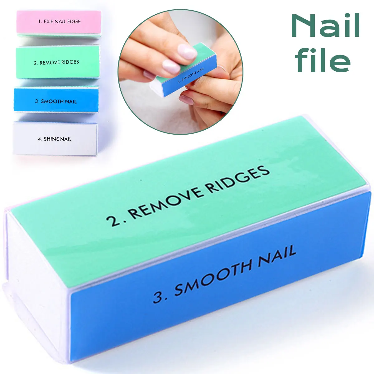 Nail Buffer Professional Nail Buffer Block Reusable File Buffer Polishing Block 4 Way Shine File Polish Nail Manicure Tool