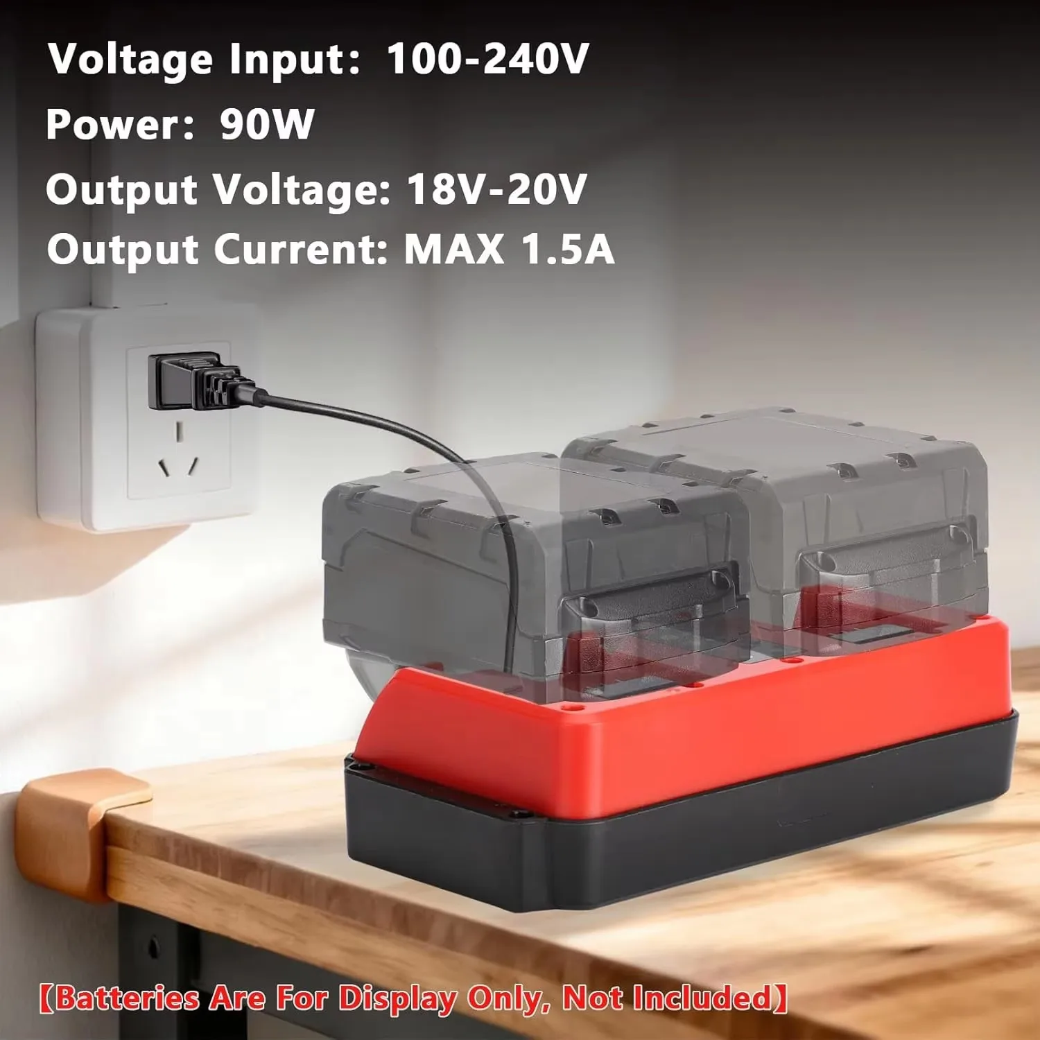 CH07 Dual-charge Charger for Milwaukee M18 14.4V-18V Battery.90W Fast Charging with LED Indicator Light and Ccooling System