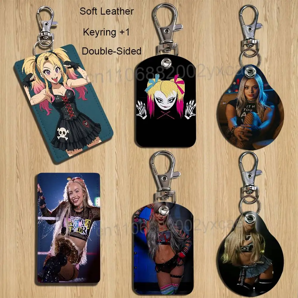 

Double ponytails Liv Morgan Leather Keychain Badge Holder with Lanyard - ID/Access Card Holder, Key Ring Accessory, Gift Option