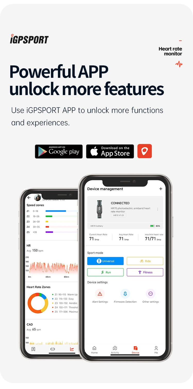 iGPSPORT HR70 Herzfrequenzmesser Armband Fitness Lauf-Sport Herzfrequenzsensor Bluetooth ANT+ für Fahrradcomputer – Detail 9