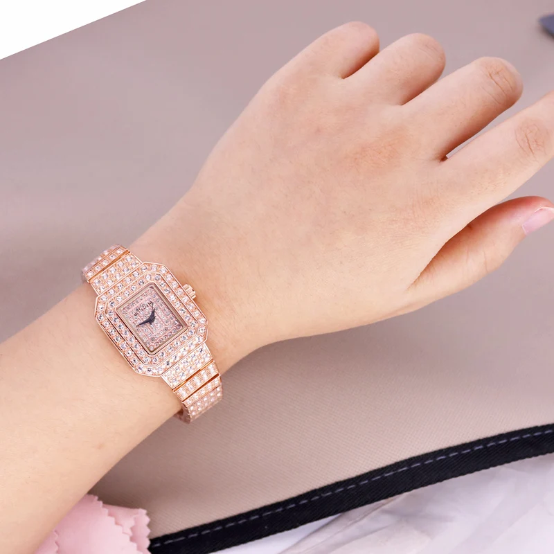 Luxury Melissa Lady Women\'s Watch Elegant Full Rhinestone Cute Fashion Hours Bracelet Crystal Clock Girl Birthday Gift Box