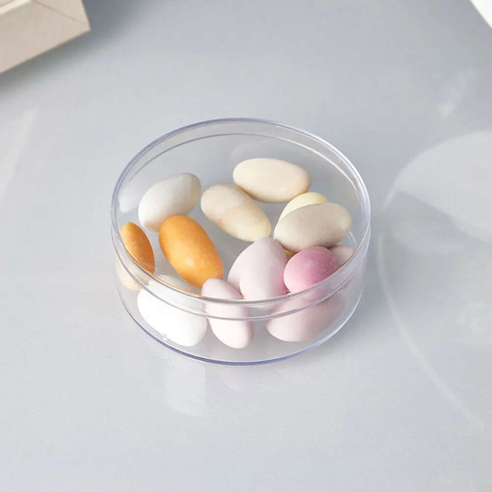 

6Pcs Transparent Round Candy Storage Boxes Lid Clear 12cm Small Organizer Wedding Party Favor Jewelry Beads Container