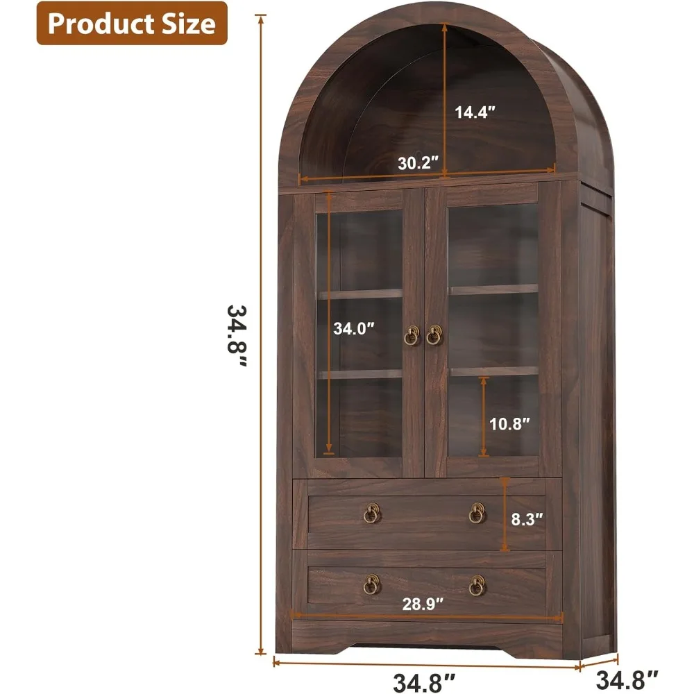 خزانة كتب ومخزن مقوسة طويلة مع أدراج وأبواب، 71 لتخزين المواد الغذائية