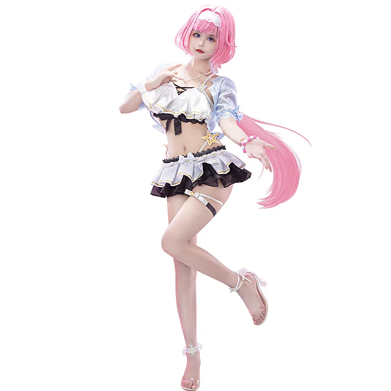 

Game Honkai Impact 3 Cosplay Costumes Elysia Cute Girl Swimsuit Anime Summer Beach Party Skirt Halloween Accessories Sets Lolita