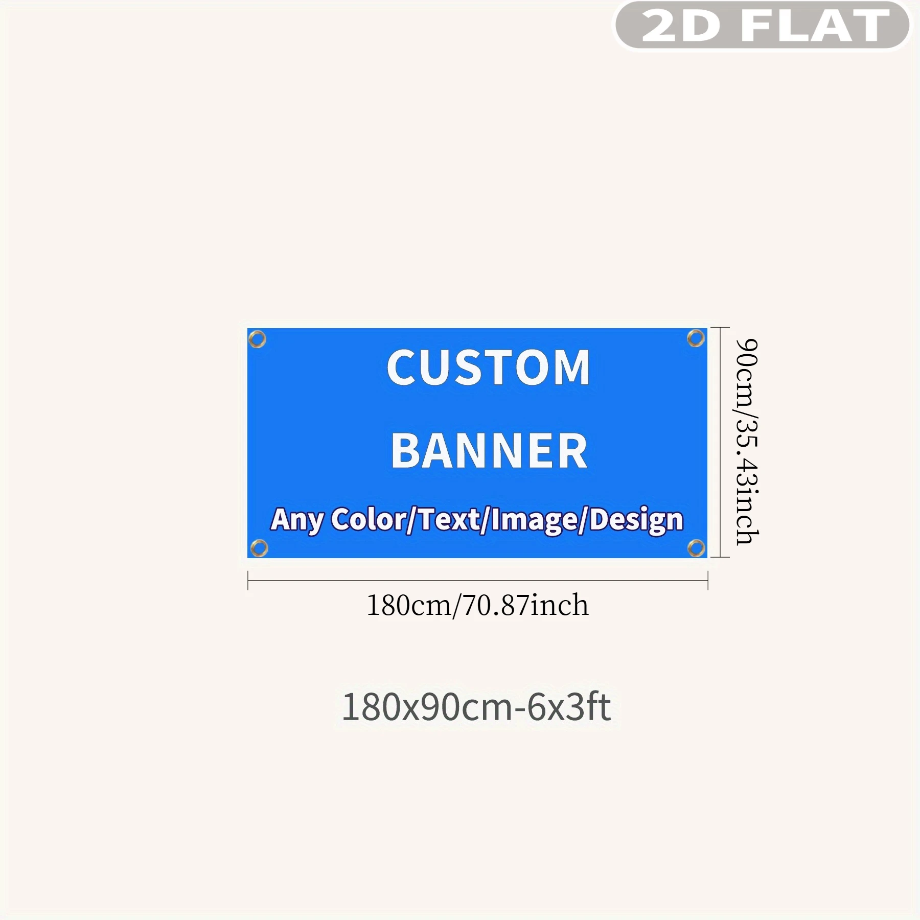 1 Stück 2D FLACHES Individuelles Polyester-Banner für Innen- & Außendekoration - mit 4 Metallösen, Viele Größen, Perfekt für Heimdekoration
