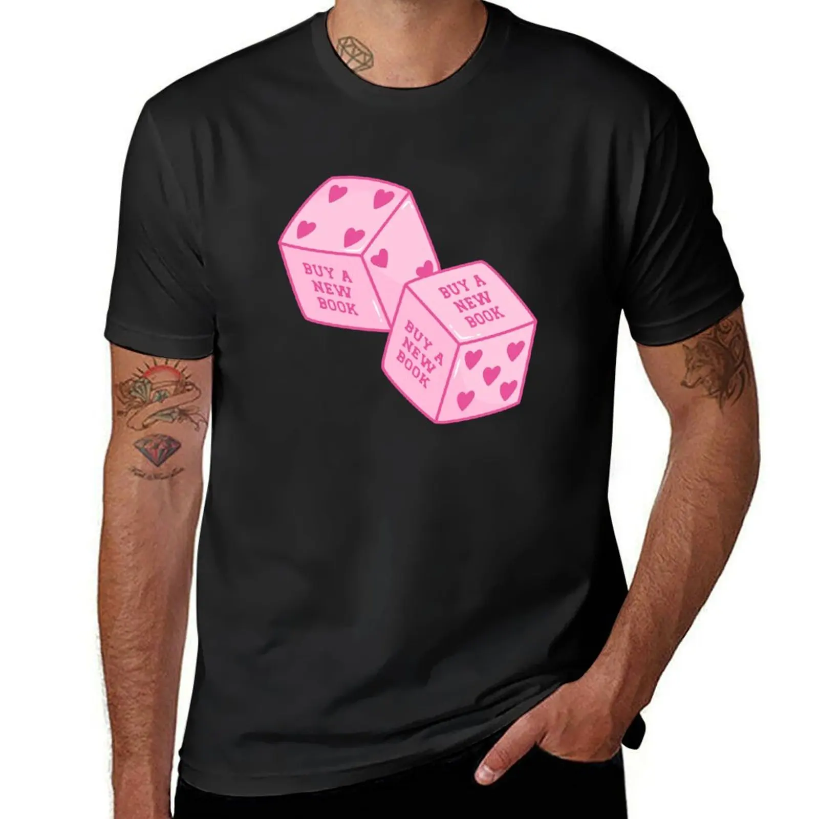 

pink bookish dice T-Shirt quick-drying customs t shirts for men pack