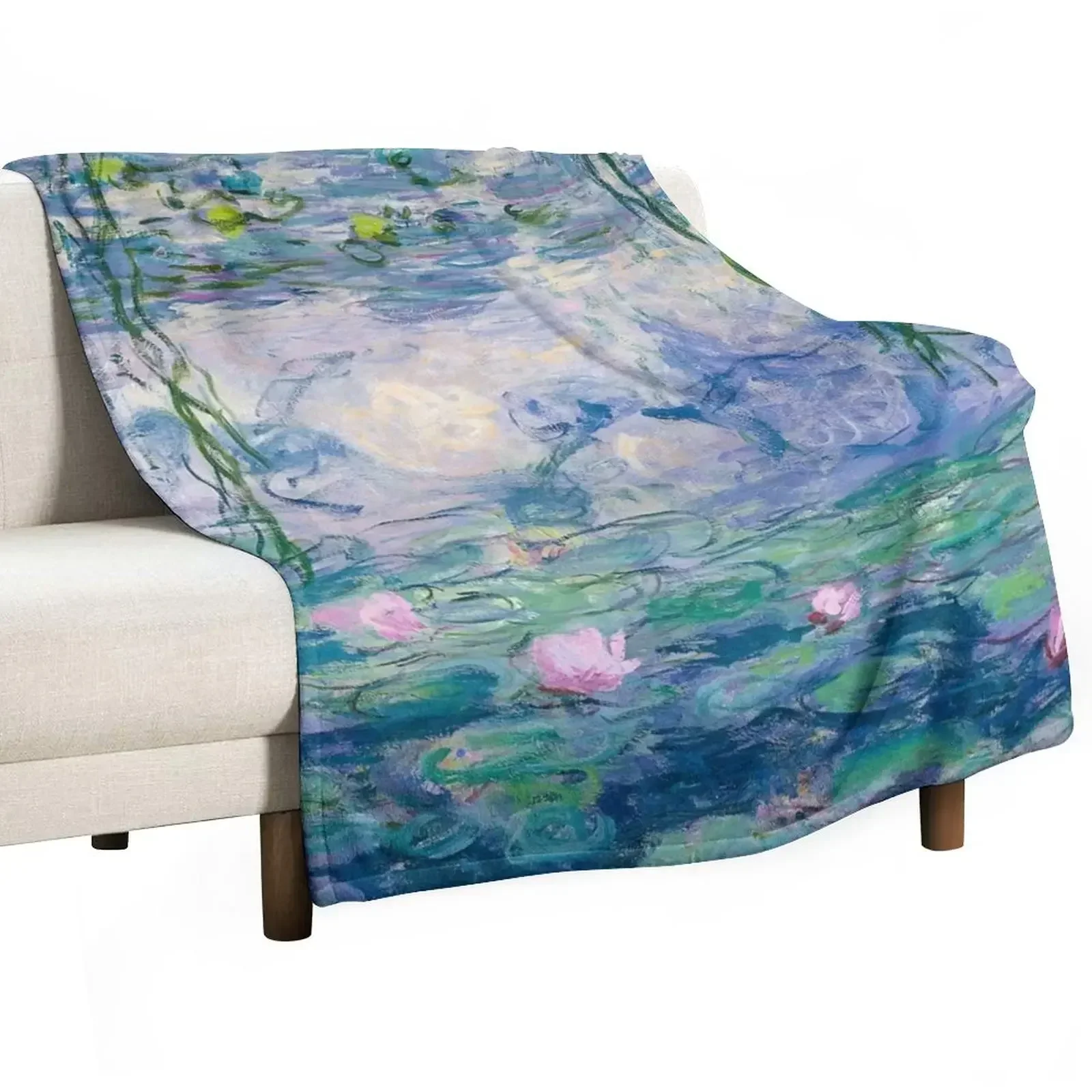 Water Lilies Claude Monet Fine Art Throw Blanket Plaid on the sofa Bed covers For Decorative Sofa Blankets