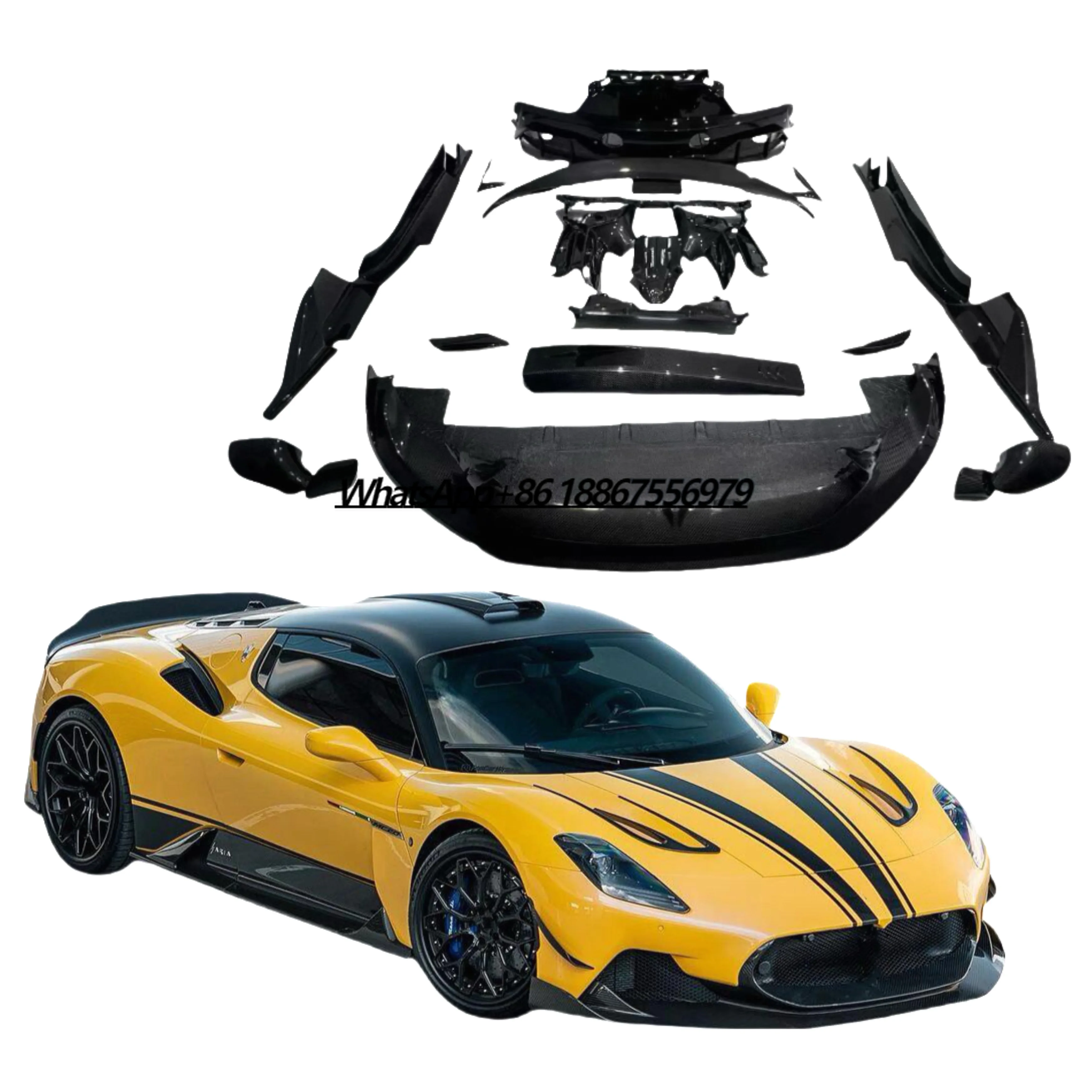 

High-Quality Dry Carbon Fiber Body Kit for Maserati Mc20 Upgrade SD Style Front Lip Skirt Rear Diffuser Spoiler BodyKit