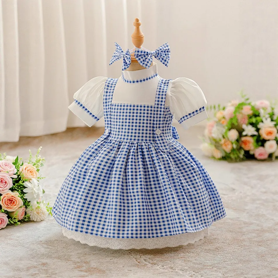 Dorothy The Wizard of Oz Girls Costume Baby Medieval Maid Pastoral Traditional Blue Plaid Party Dress Oktoberfest Dirndl Dresses