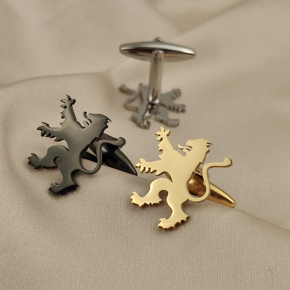 Punk Lion Cufflinks Men's Stainless Steel Hip Hop Style Animal Tie Clip Midnight Rave Party Multifunctional Jewelry Accessories