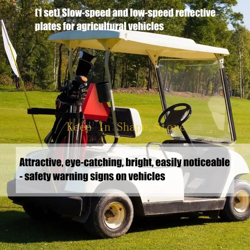 U1JC Reflective Warning Signs Reflectors Slow Moving Vehicle Sign with Mounting Bracket Golf Cart Accessories Enduring