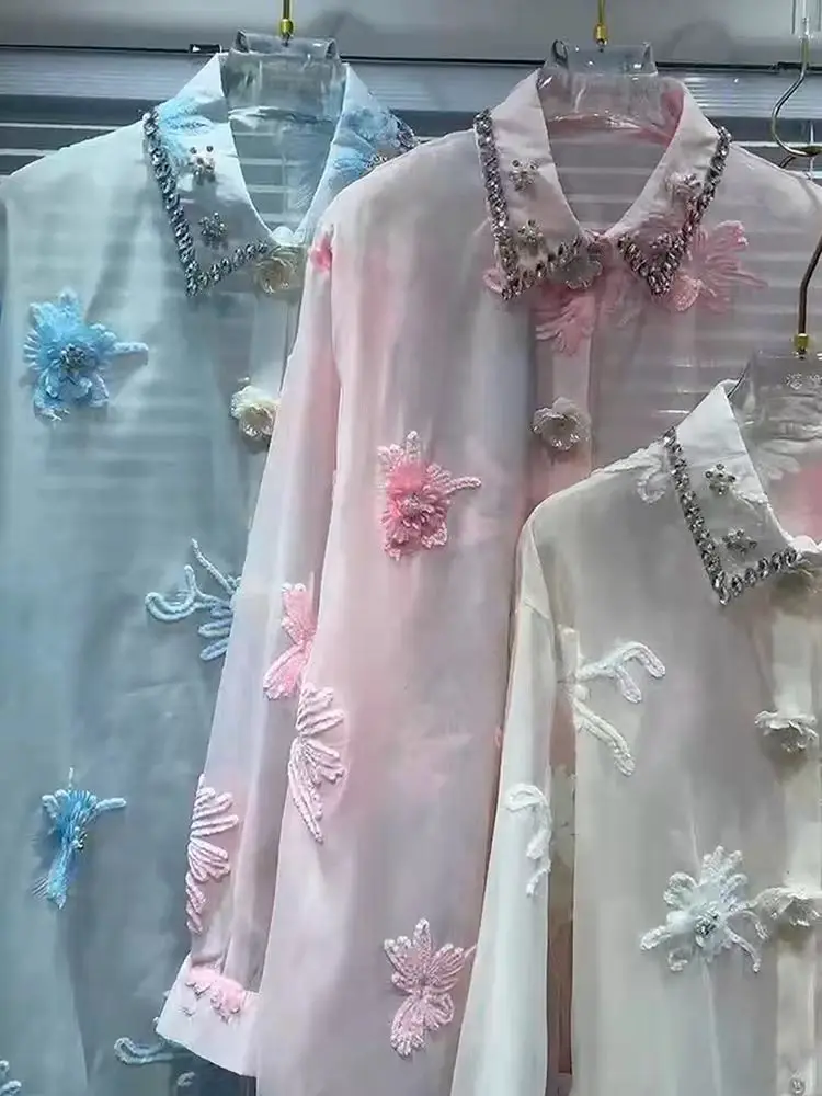 High-end เย็บปักถักร้อยเพชร Stitch ครีมกันแดดเสื้อผู้หญิง 2025 ฤดูใบไม้ผลิฤดูร้อนบางเสื้อสเวตเตอร์ถักเกาหลีเสื้อผ้ายอดนิยม