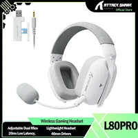 ATTACK SHARK L80PRO Auriculares inalámbricos para juegos, micrófonos duales ajustables, auriculares livianos con baja latencia de 20 ms, controladores de 40 mm