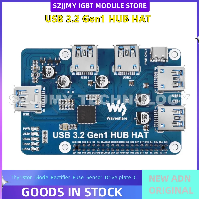

Raspberry Pi USB HUB splitter, hub expansion board, 4-port USB 3.2 Gen1 drive free NEW ORIGINAL IN STOCK