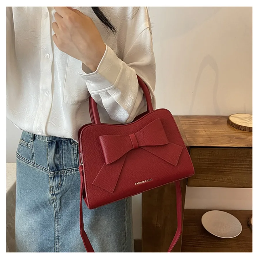 

New Fashionable Minimalist High-Quality Bow Handle Bag Trendy Bow Versatile Daily Commuting Shoulder Crossbody Bag for Women