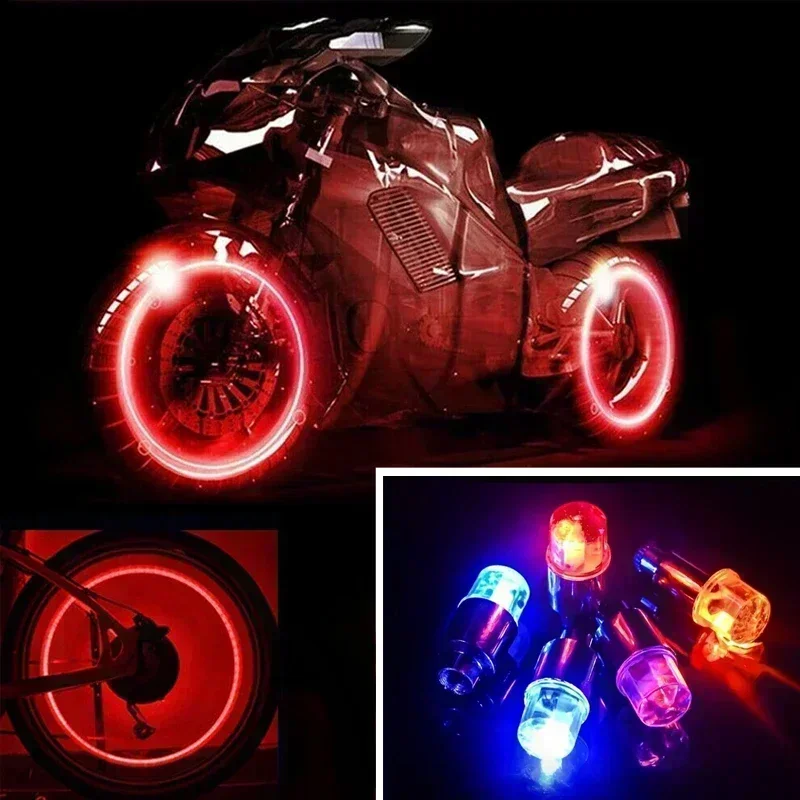 2/4Pcs Tire Valve Cap Lights Colorful LED Wheel Light For Car Air Valve Caps Neon Light For Motorcycles Bicycles Auto Exterior