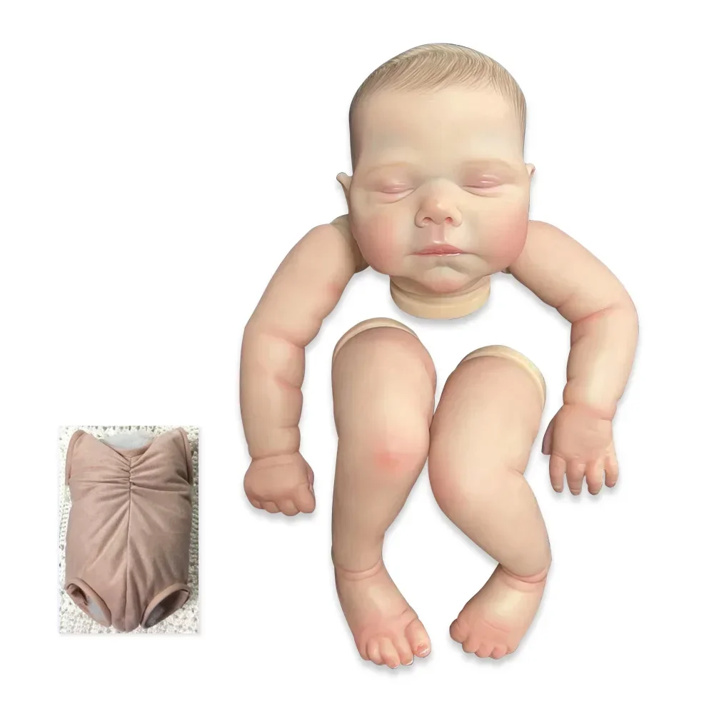 19inch Already Painted Reborn Doll kit Marley 3D Painting Skin Unassembled Doll Parts with Cloth Body and Pacifier Bebe Reborn