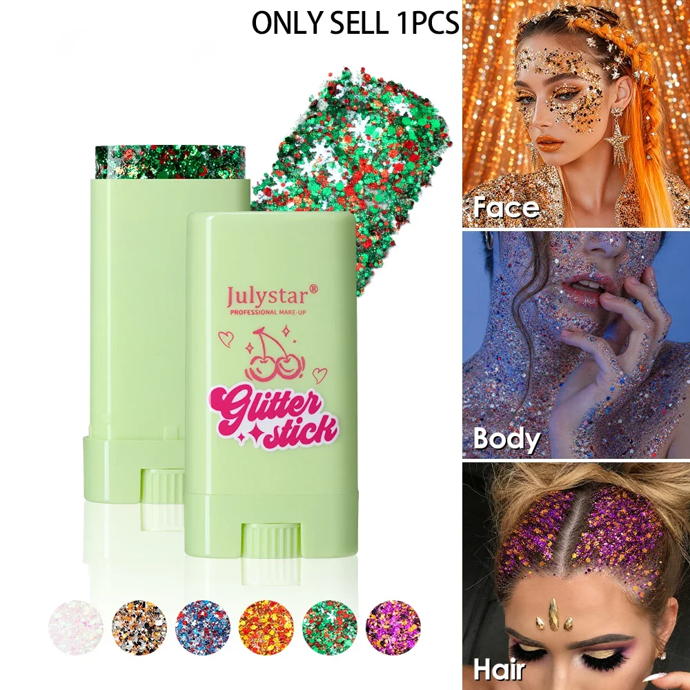 Glitter Stick For Face Hair Body, 6 Colors Sequins, Easy Apply Shimmer For Festival Party Christmas Halloween Makeup